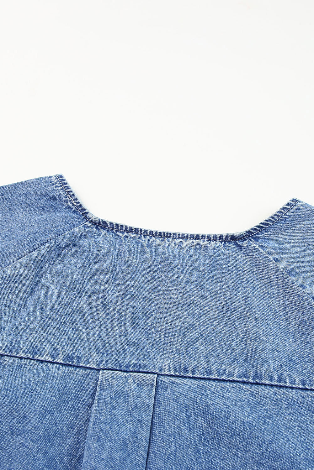 Raw Edge Short Sleeve Denim Top