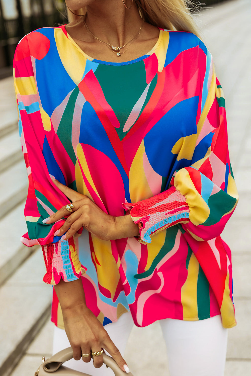 Smocked Wrist Shift Top