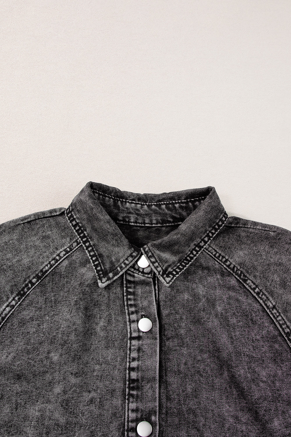 Ruffled Short Sleeve Buttoned Denim Dress