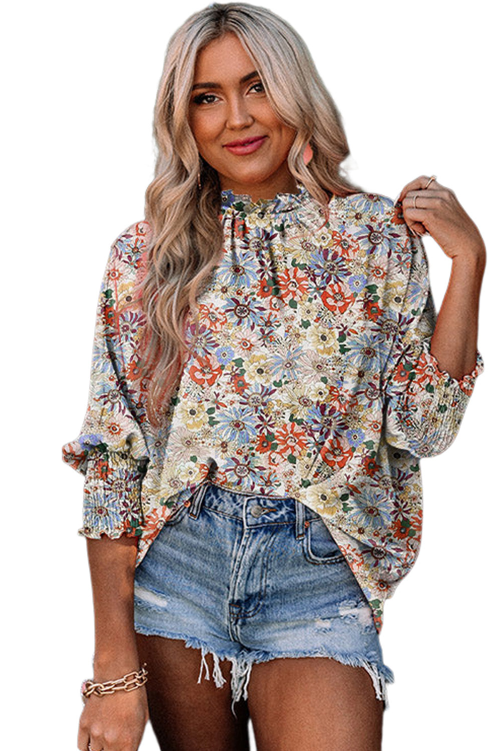 Smocked Wrist Shift Top