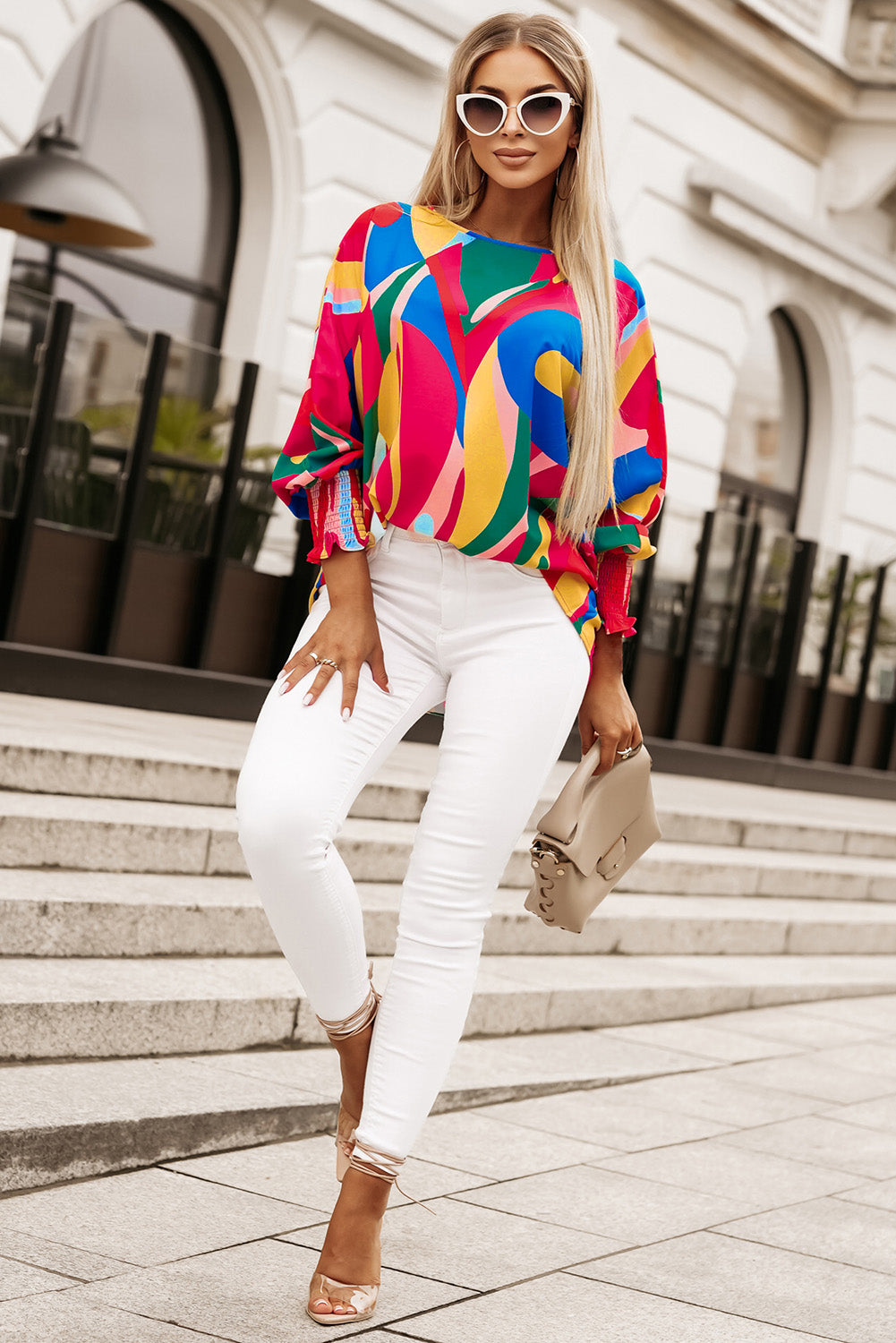 Smocked Wrist Shift Top