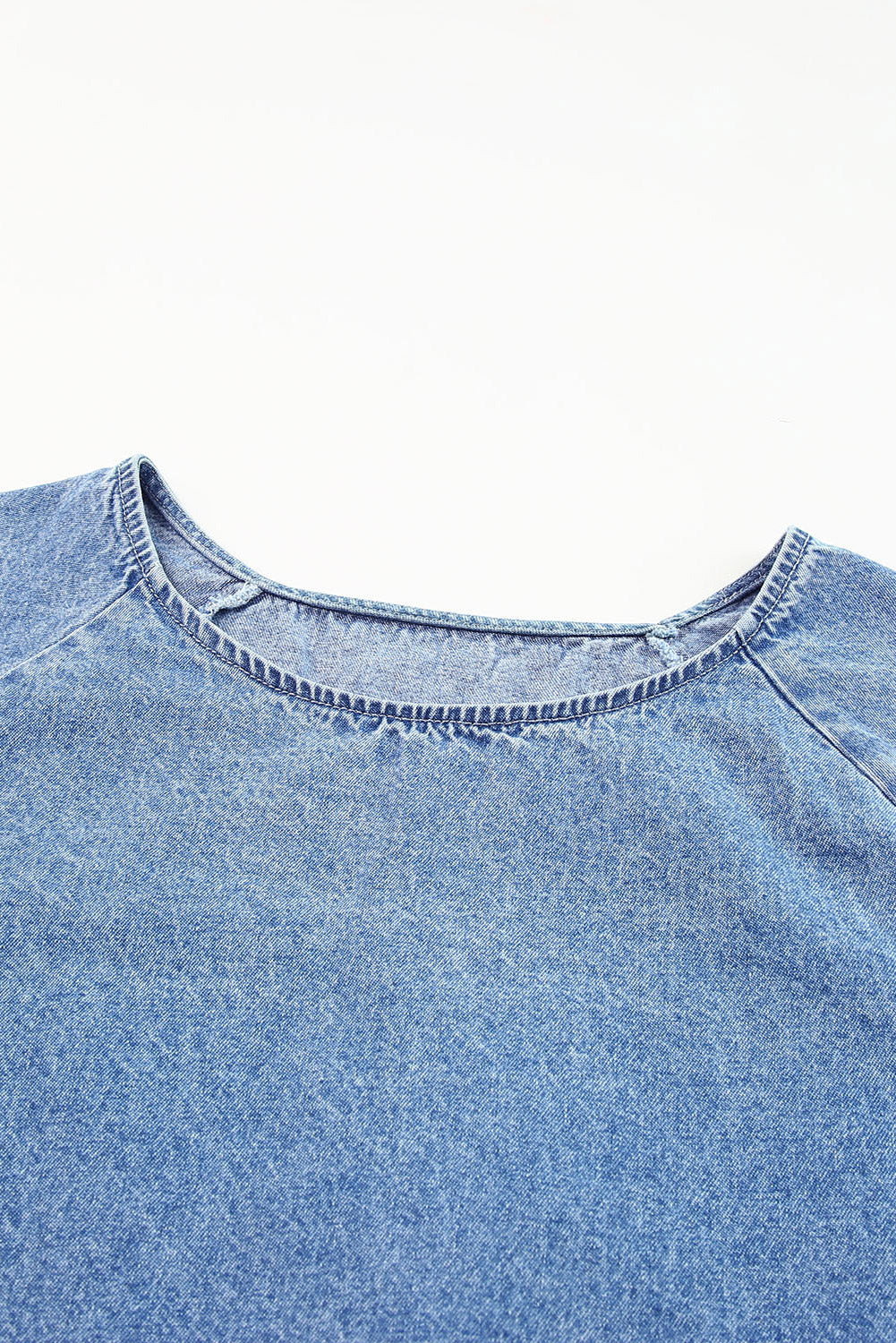 Raw Edge Short Sleeve Denim Top