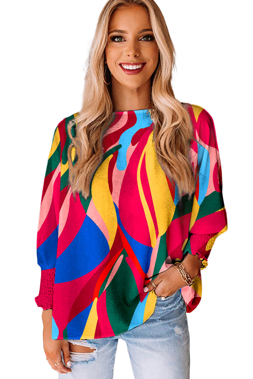 Smocked Wrist Shift Top