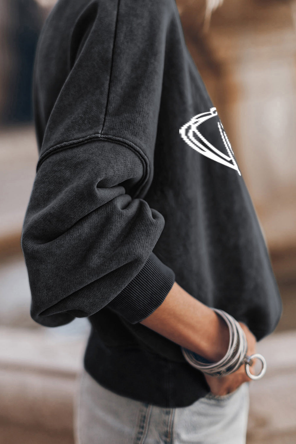 Black Game Day Graphic Pullover Sweatshirt