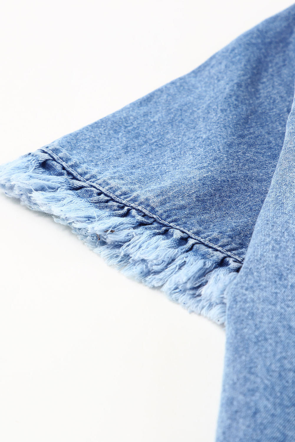 Raw Edge Short Sleeve Denim Top