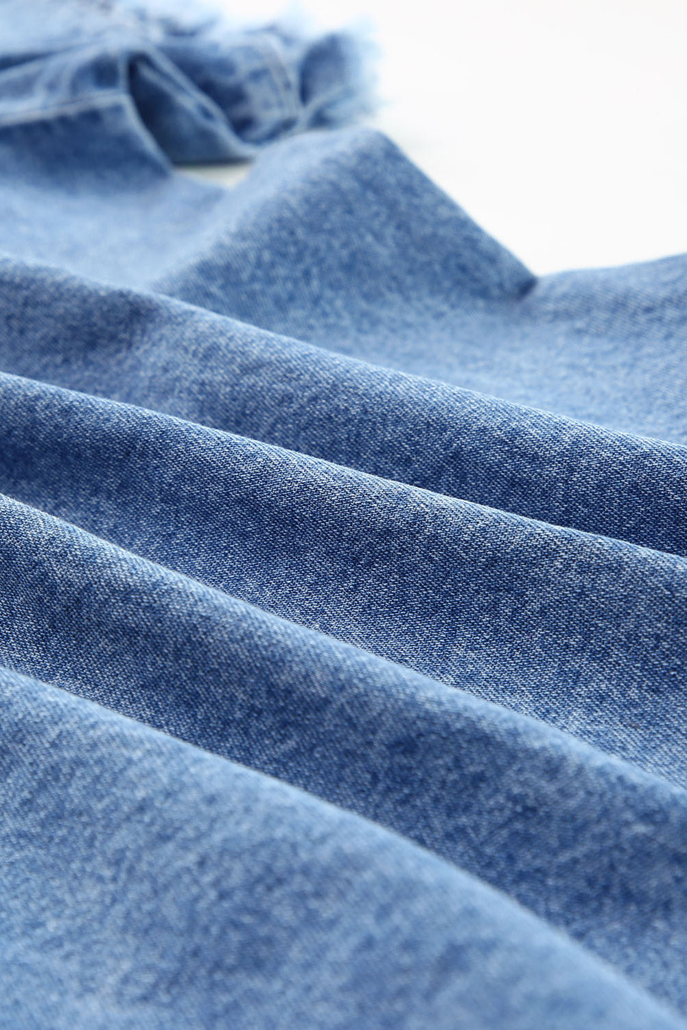 Raw Edge Short Sleeve Denim Top