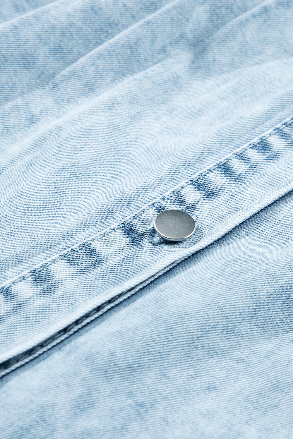 Ruffled Short Sleeve Buttoned Denim Dress