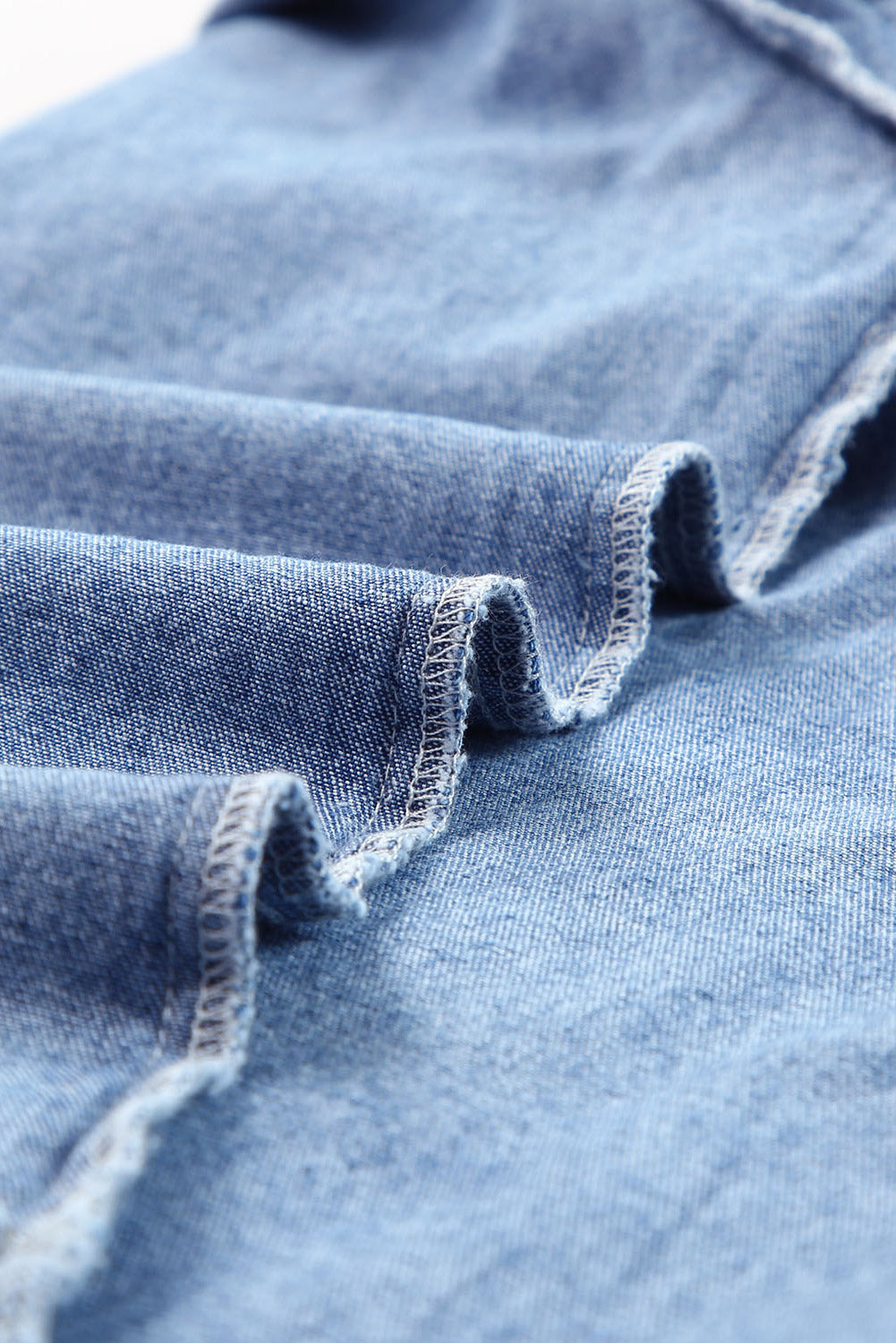 Raw Edge Short Sleeve Denim Top