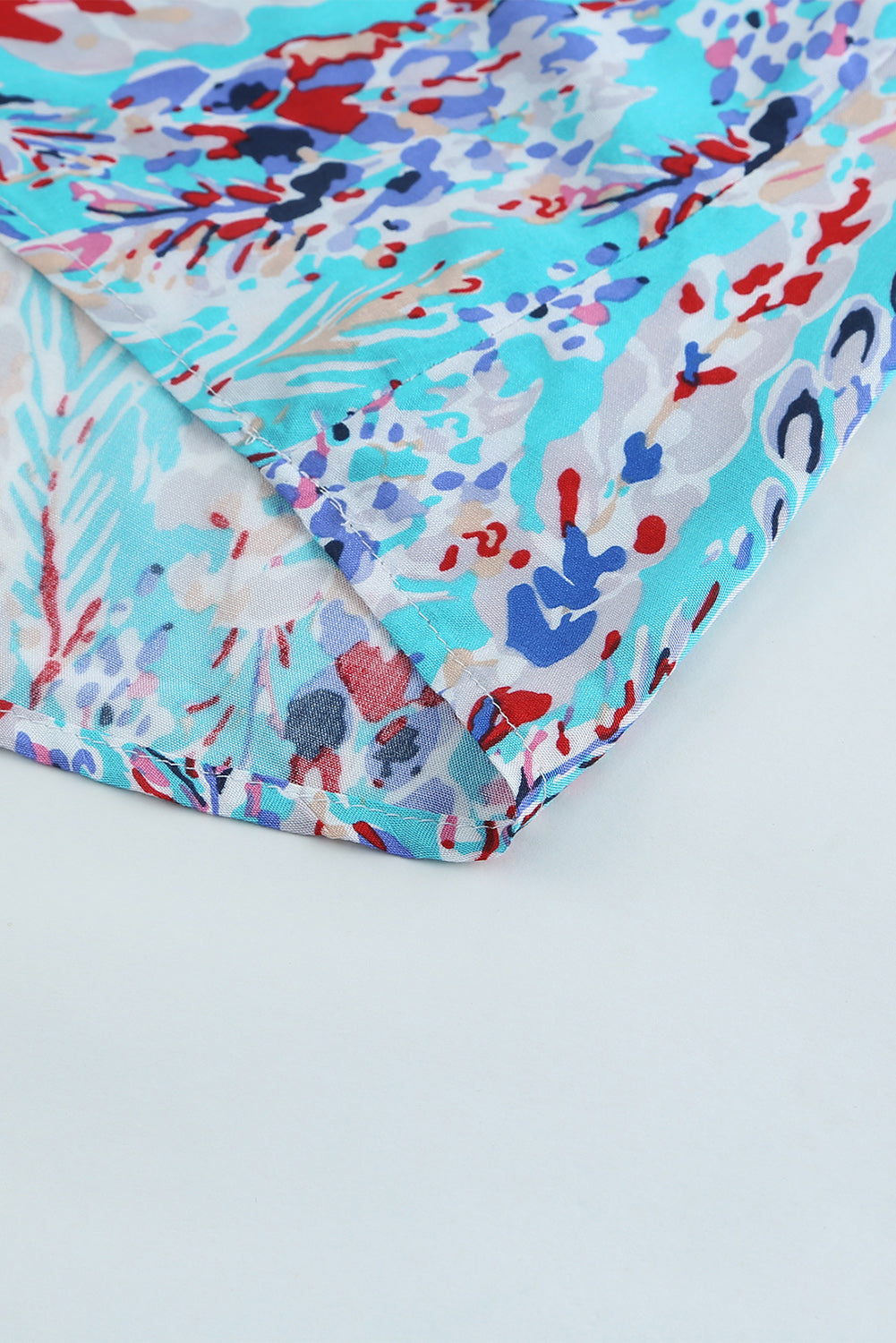 Wholesale Abstract Print Wrap V Neck Flutter Sleeve Mid Length Summer Dress
