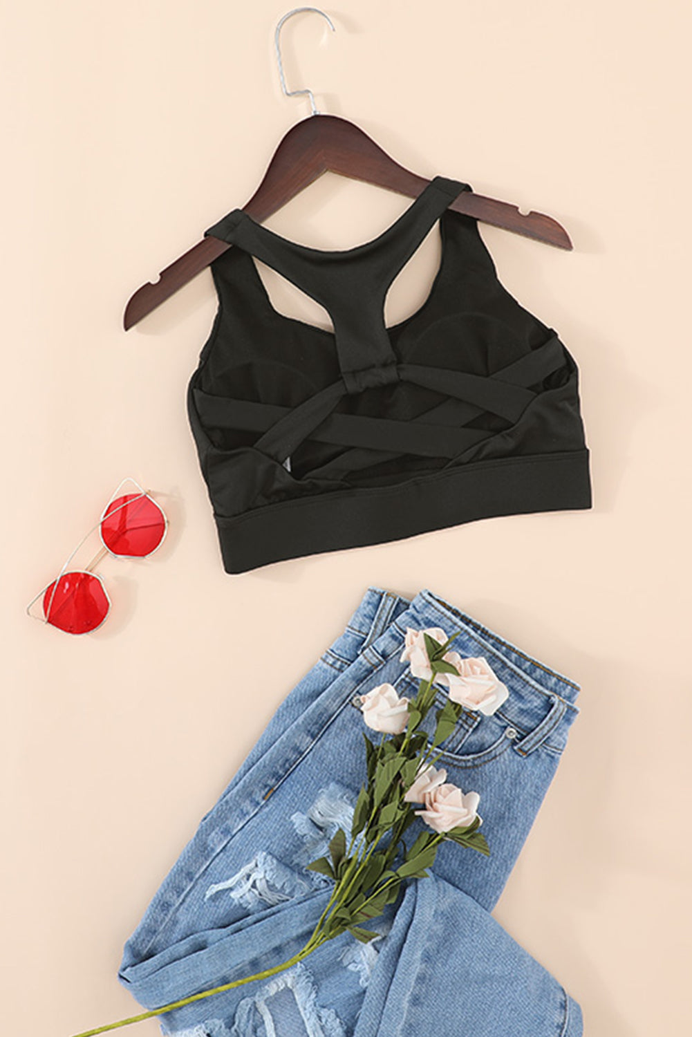 Push Up Cut Out Wireless Sports Bra