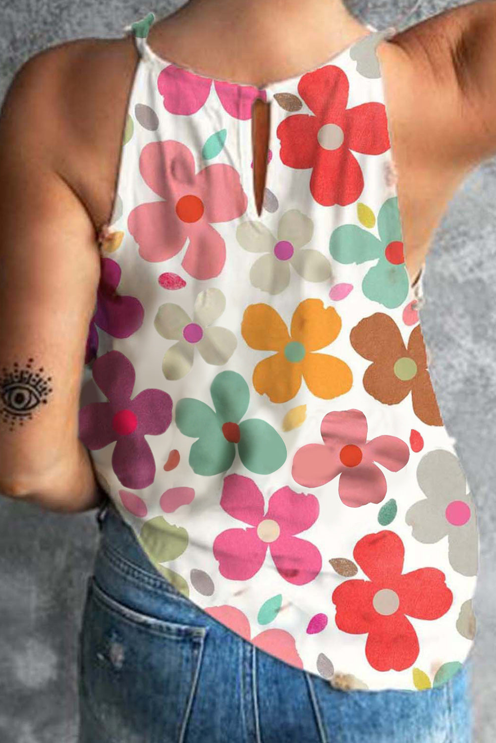 Vibrant Floral Print Summer Tank Top