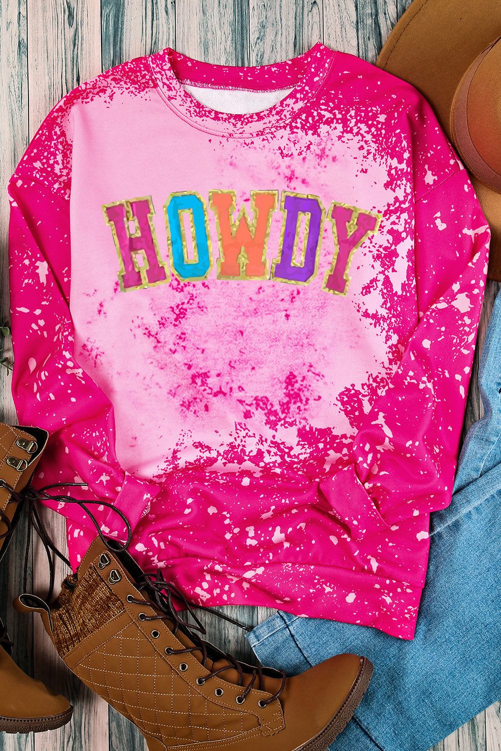 Glitter HOWDY Graphic Tie Dye Sweatshirt