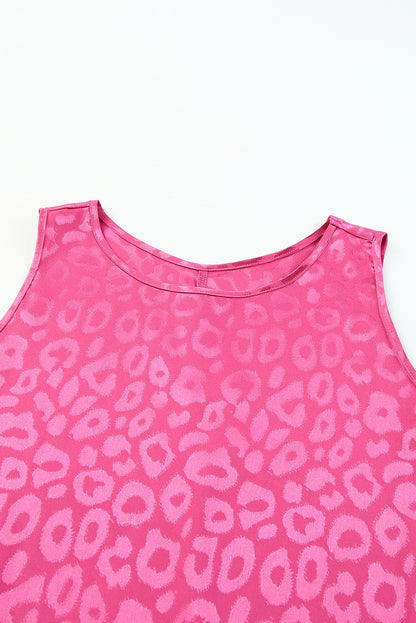 Leopard Print Casual Sleeveless Satin Top