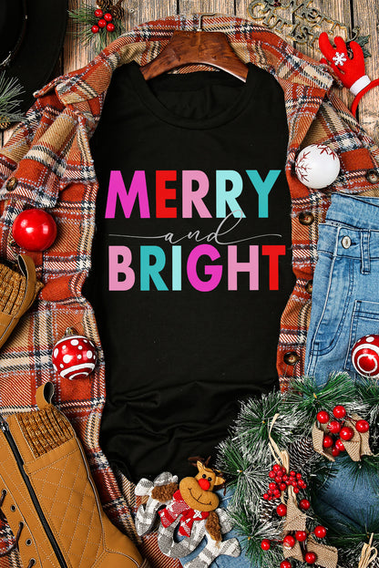 MERRY and BRIGHT Crew Neck Graphic Tee