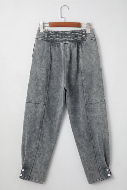 Medium Grey Mineral Wash Jogger Style High Waist Pants