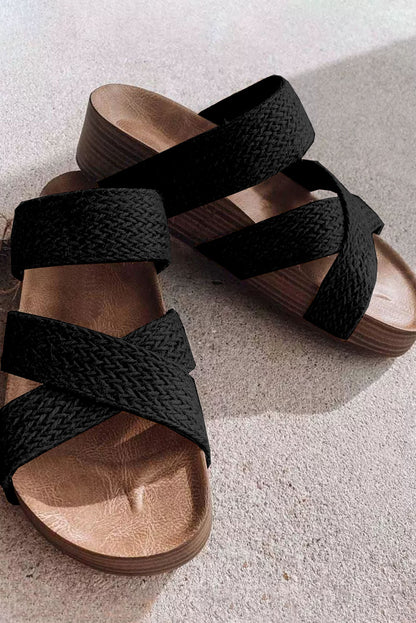 Criss Cross Strap Platform Slip-on Sandals