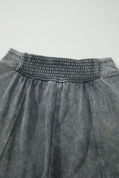 Medium Grey Mineral Wash Jogger Style High Waist Pants