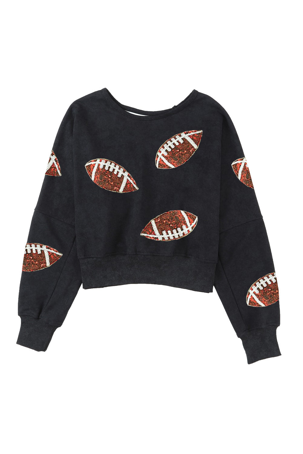 Sequined Graphic Open Back Sweatshirt