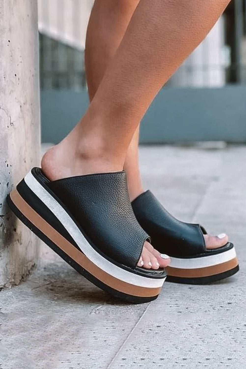 Peep Toe Wedge Heel Sandals