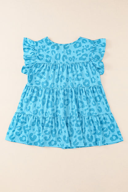 Leopard Animal Print Frill Tiered Swing Dress