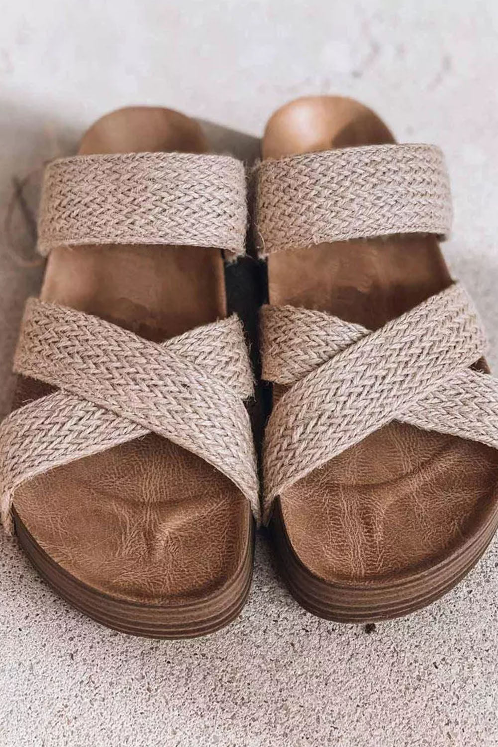 Criss Cross Strap Platform Slip-on Sandals