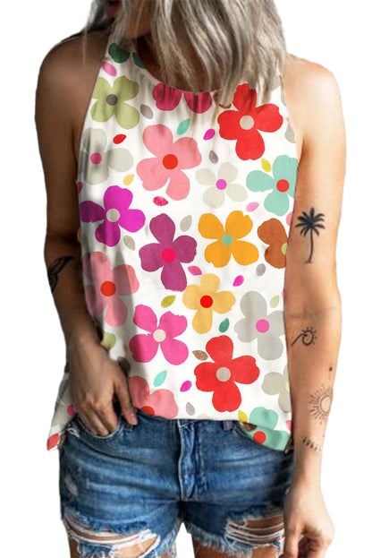 Vibrant Floral Print Summer Tank Top