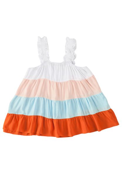 Color Block Frill Straps Sleeveless Shirt