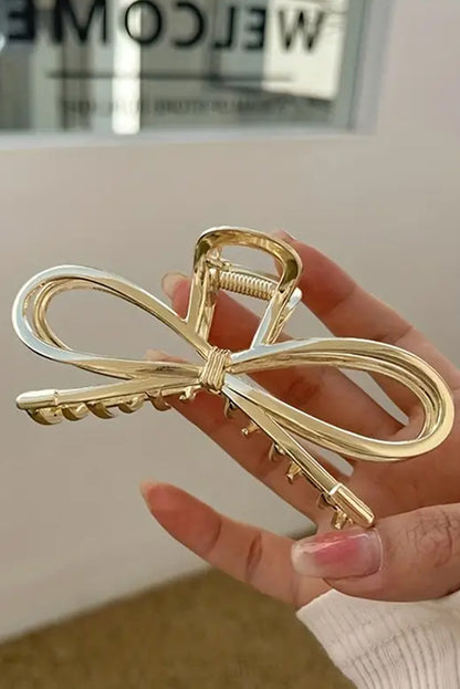 Gold Casual Bowknot Shape Metal Claw Clip