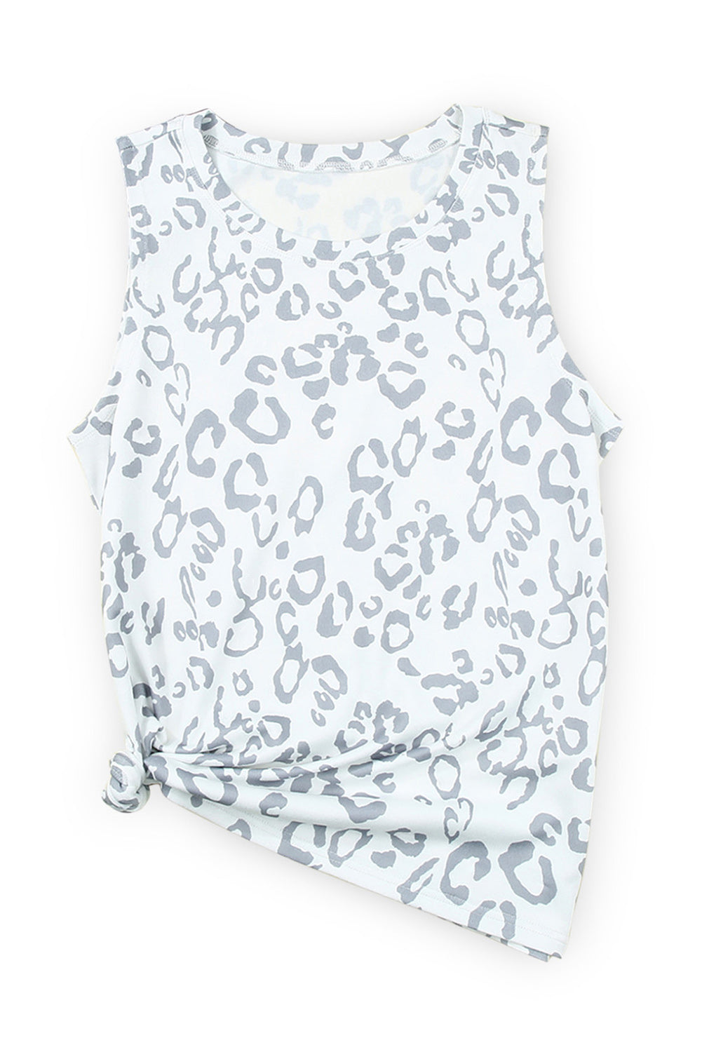 Cheetah Print Sleeveless Crew Neck Tank