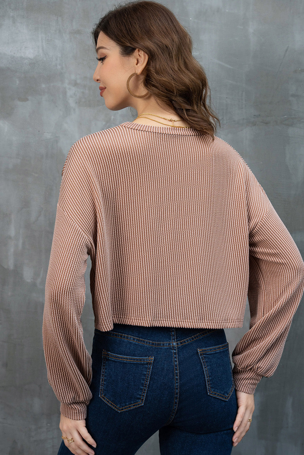 Game Day Graphic Crop Corded Knit Top