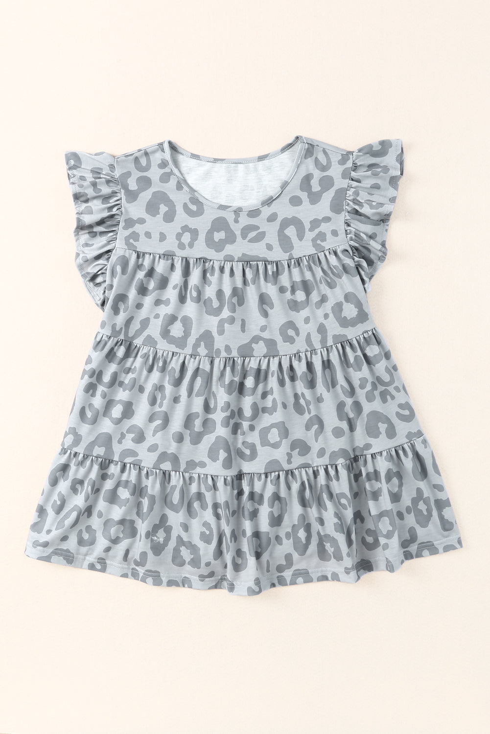 Leopard Animal Print Frill Tiered Swing Dress