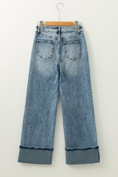 Myosotis High Rise Button Zip Washed Jeans
