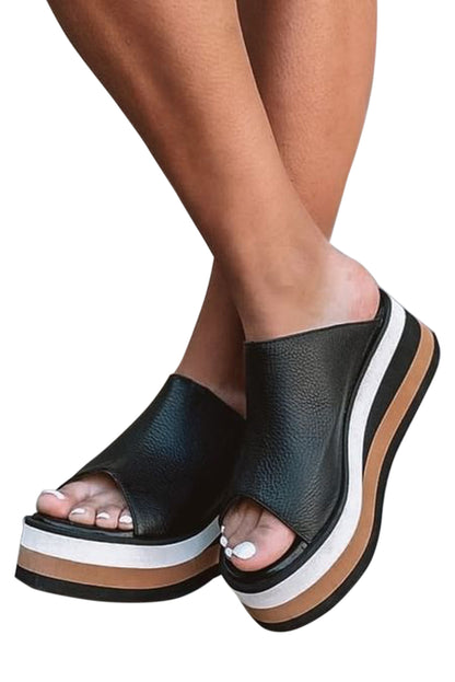 Peep Toe Wedge Heel Sandals