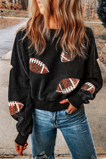 Sequined Graphic Open Back Sweatshirt