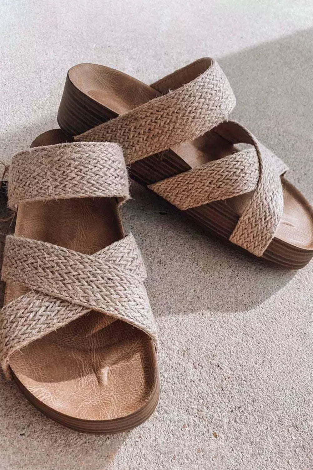 Criss Cross Strap Platform Slip-on Sandals