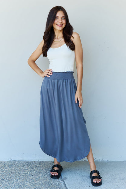 Comfort Full Size High Waist Scoop Hem Maxi Skirt