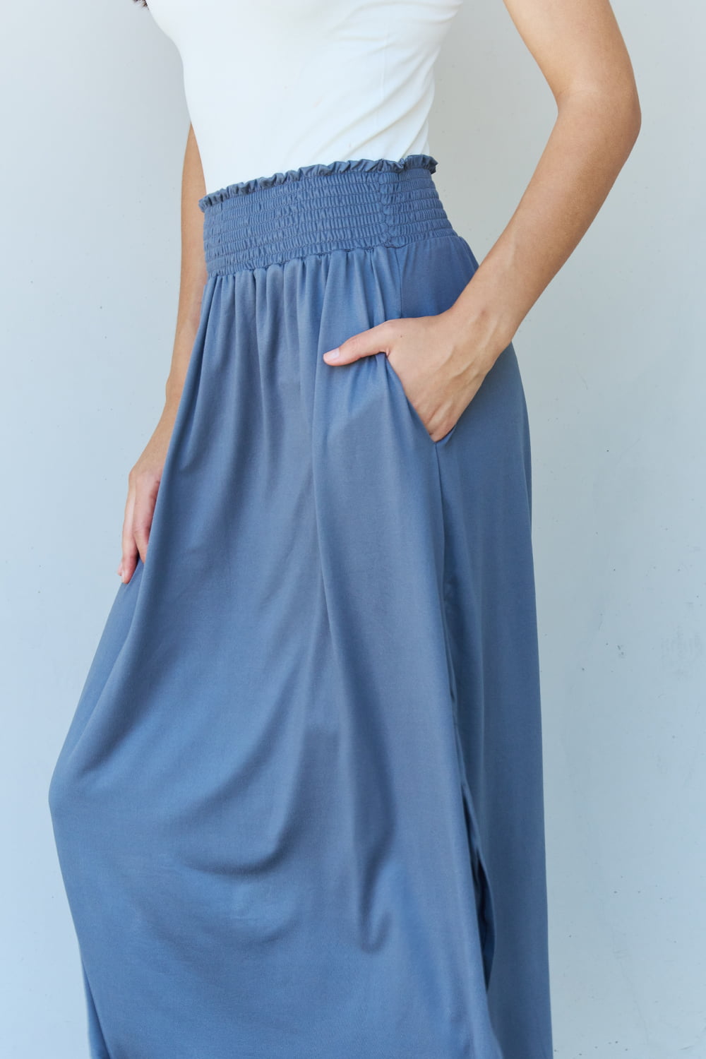 Comfort Full Size High Waist Scoop Hem Maxi Skirt