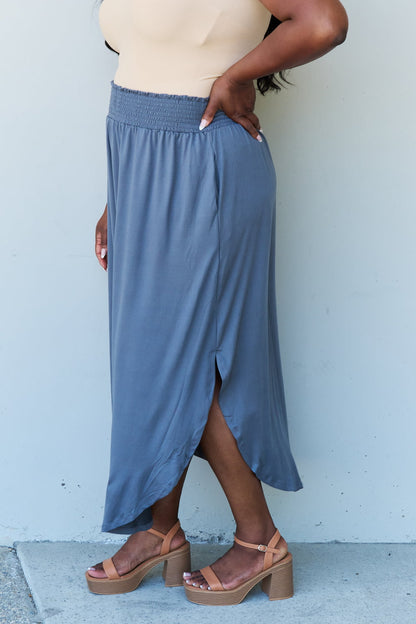 Comfort Full Size High Waist Scoop Hem Maxi Skirt