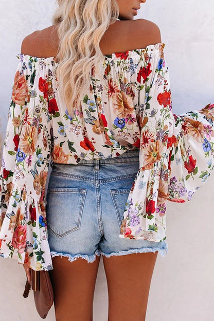 Off Shoulder Flare Sleeve Blouse