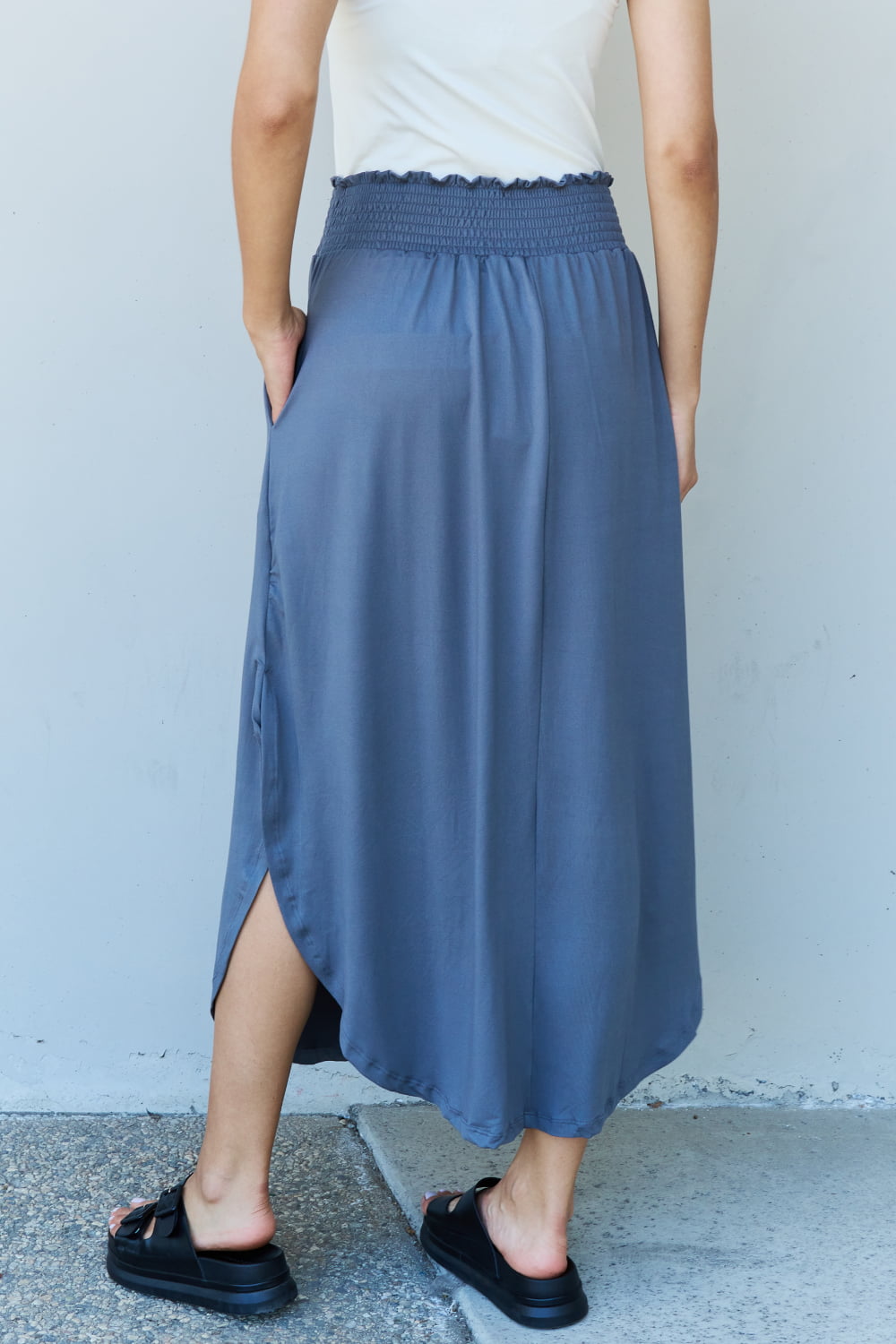 Comfort Full Size High Waist Scoop Hem Maxi Skirt