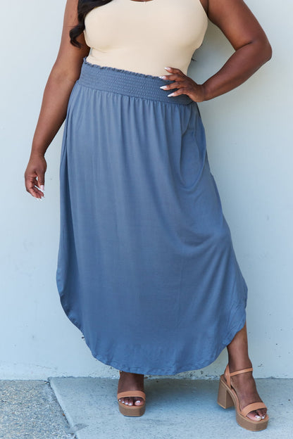 Comfort Full Size High Waist Scoop Hem Maxi Skirt