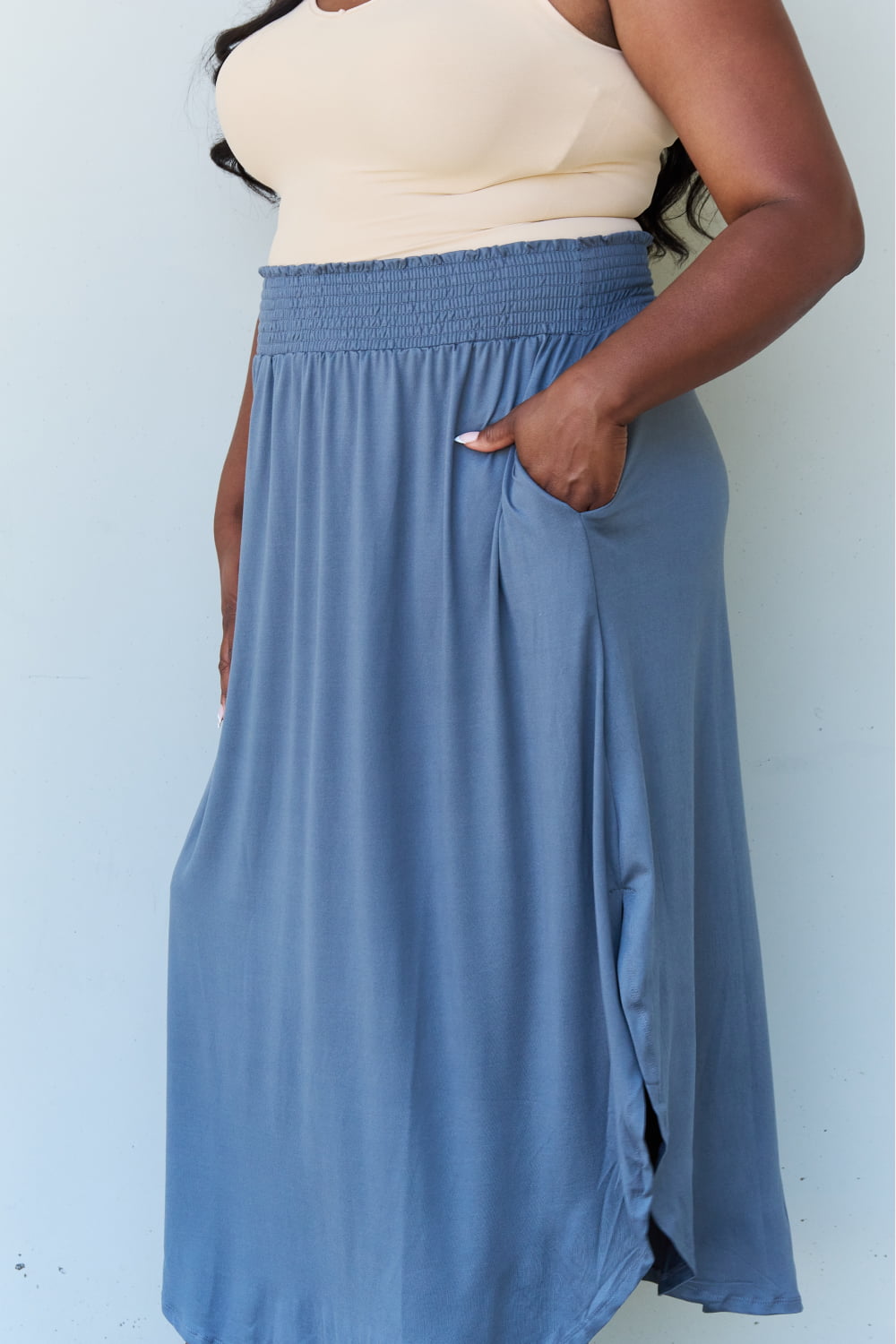 Comfort Full Size High Waist Scoop Hem Maxi Skirt