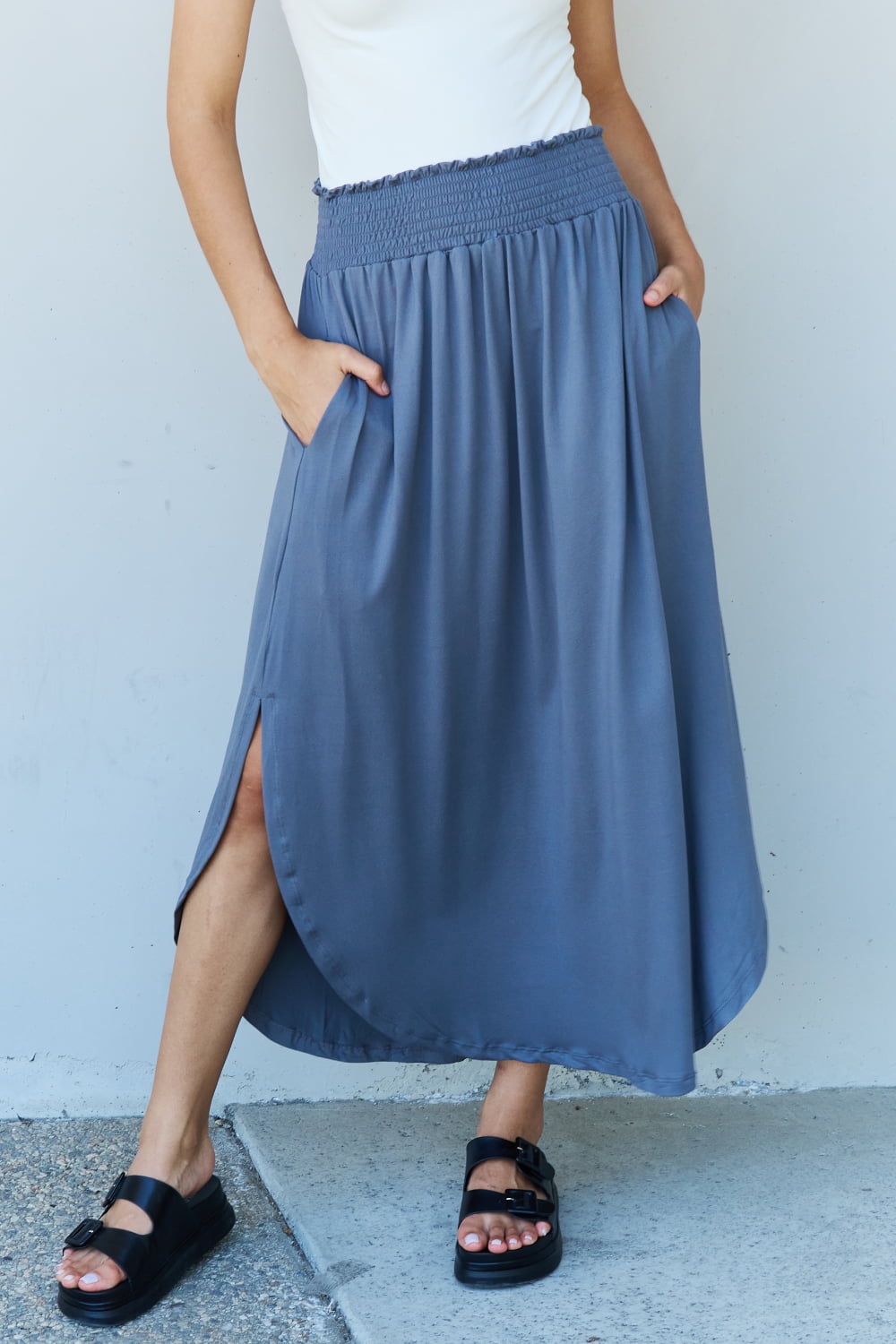 Comfort Full Size High Waist Scoop Hem Maxi Skirt